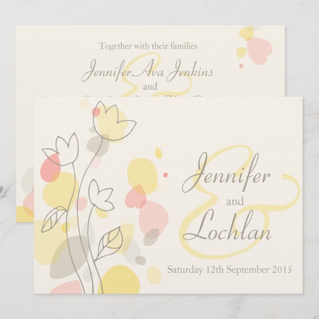 Invitaciones a la boda de pétalos de flores modern (Anverso / Reverso)