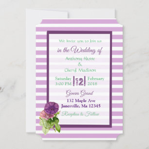 Invitaciones a la boda de Petunias a rayas moradas