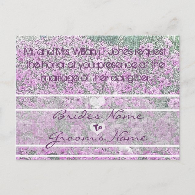 Invitaciones a la boda de Petunias Púrpura (Anverso)