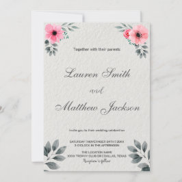 Invitaciones a la boda de Pink Florals