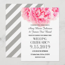 Invitaciones a la boda de Pink Gray Peony
