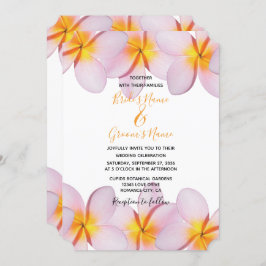 Invitaciones a la boda de Pink Plumeria Frangipani