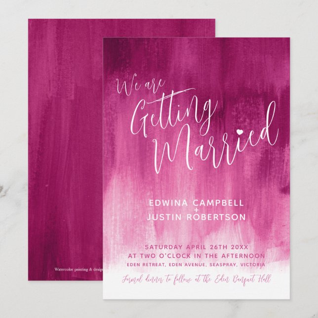 Invitaciones a la boda de pinturas de arte moderno (Anverso / Reverso)