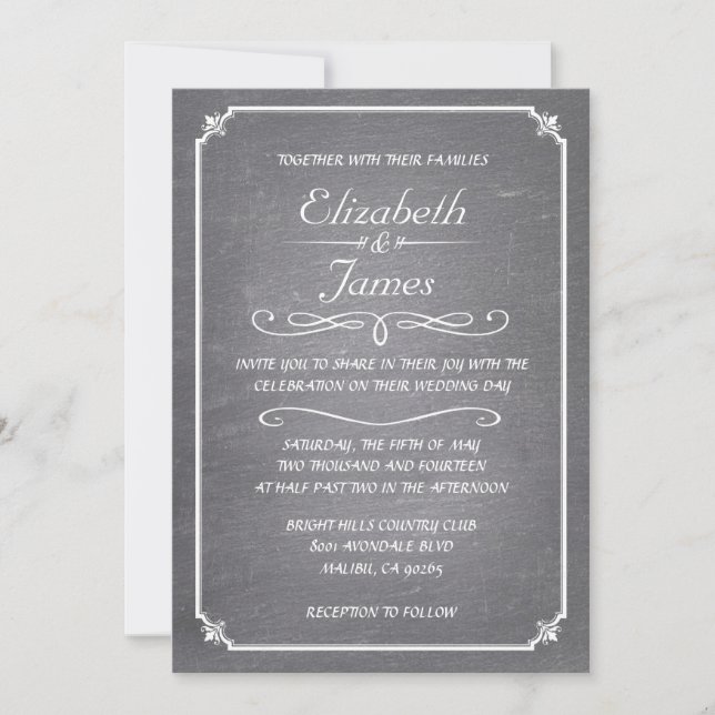 Invitaciones a la boda de pizarra blanca (Anverso)