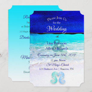 Invitaciones a la Boda de Playa Azul de caballitos