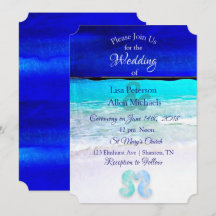 Invitaciones a la Boda de Playa Azul de caballitos