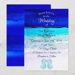 Invitaciones a la Boda de Playa Azul de caballitos