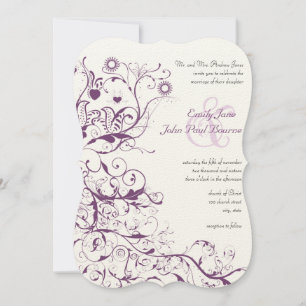 Invitaciones a la boda de Plum Birds & Swirls