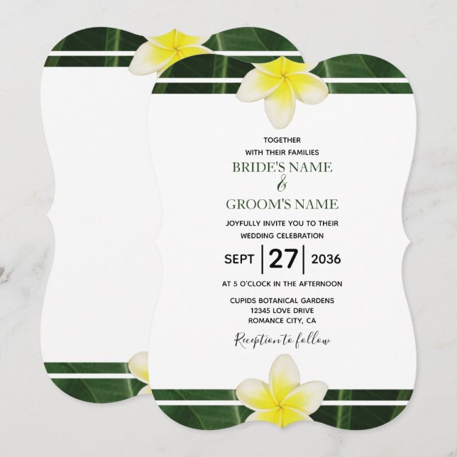 Invitaciones a la boda de Plumeria Frangipani Amar (Anverso / Reverso)