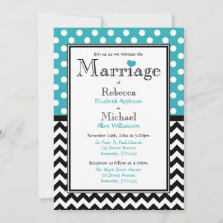 Invitaciones a la boda de Polka Dot Turquesa y Che