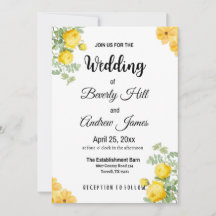 Invitaciones a la boda de primavera amarilla de pe