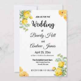 Invitaciones a la boda de primavera amarilla de pe