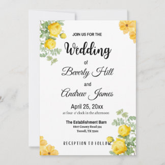Invitaciones a la boda de primavera amarilla de pe