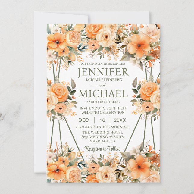 Invitaciones a la boda de primavera de los Rosas d (Anverso)