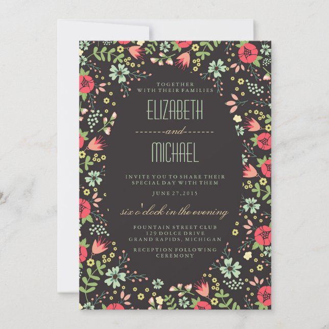 Invitaciones a la boda de primavera en el jardín (Anverso)
