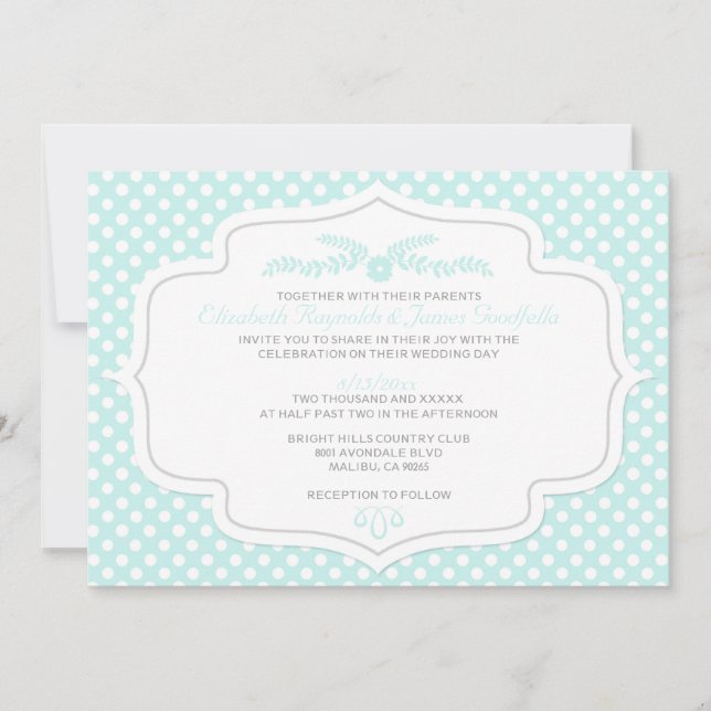 Invitaciones a la boda de puntos de Polka (Anverso)