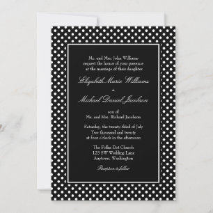 Invitaciones a la boda de puntos de polka blanco y