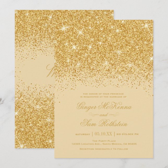 Invitaciones a la boda de Purpurinas de oro (Anverso / Reverso)