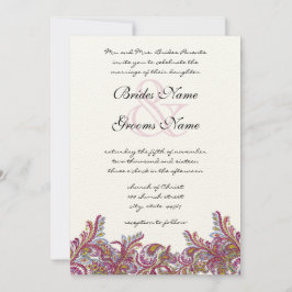 Invitaciones a la boda de Raspberry Paisley Damask