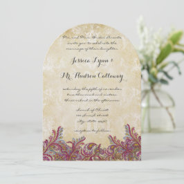 Invitaciones a la boda de Raspberry Paisley Damask