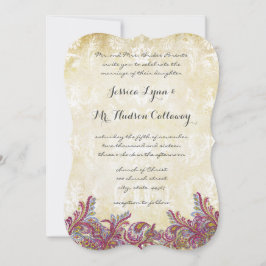 Invitaciones a la boda de Raspberry Paisley Damask