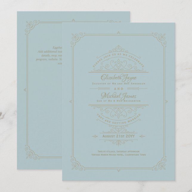 Invitaciones a la boda de Regency (Anverso / Reverso)