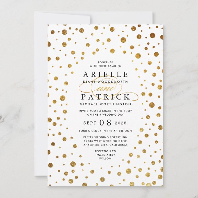 Invitaciones a la boda de Relieve metalizado de Co (Anverso)