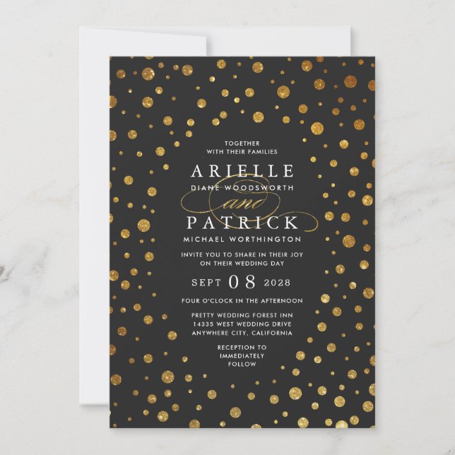 Invitaciones a la boda de Relieve metalizado de Co (Anverso)
