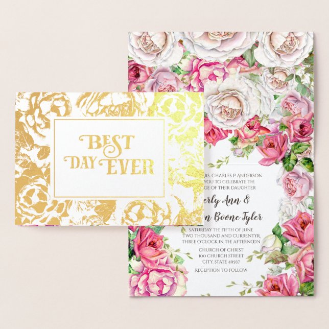 Invitaciones a la boda de Relieve metalizado dorad (Demostración)
