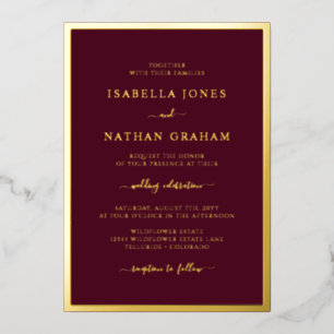 Invitaciones a la boda de Relieve metalizado dorad