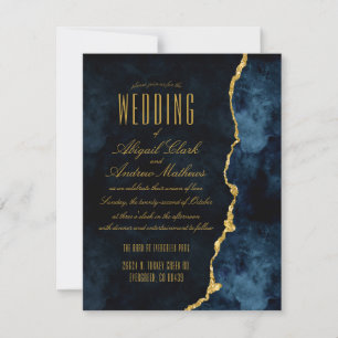 Invitaciones a la boda de Relieve metalizado dorad