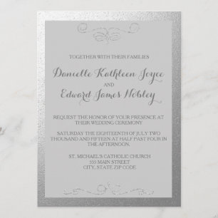 Invitaciones a la boda de Relieve metalizado gris
