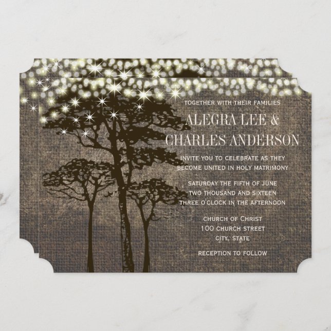 Invitaciones a la boda de roble marrón (Anverso / Reverso)