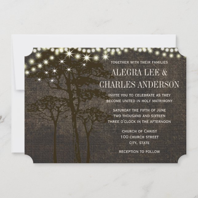 Invitaciones a la boda de roble marrón (Anverso)