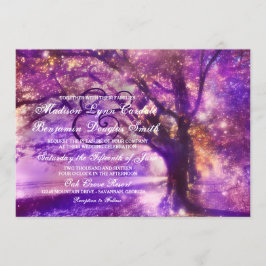 Invitaciones a la boda de roble púrpura rústico