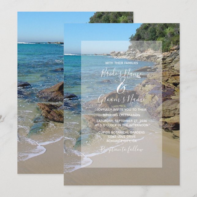 Invitaciones a la boda de Rocky Beach (Anverso / Reverso)