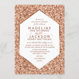 Invitaciones a la boda de Rosa Purpurina de oro Co