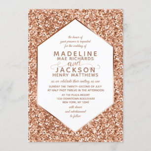 Invitaciones a la boda de Rosa Purpurina de oro Co
