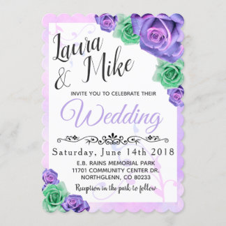 Invitaciones a la boda de Rosa verde de lavanda y 