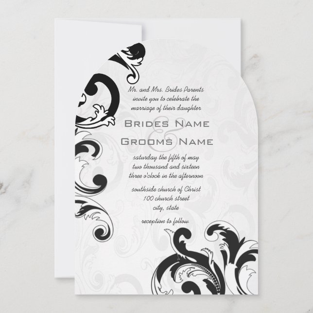 Invitaciones a la boda de Royal Black Swirls (Reverso)