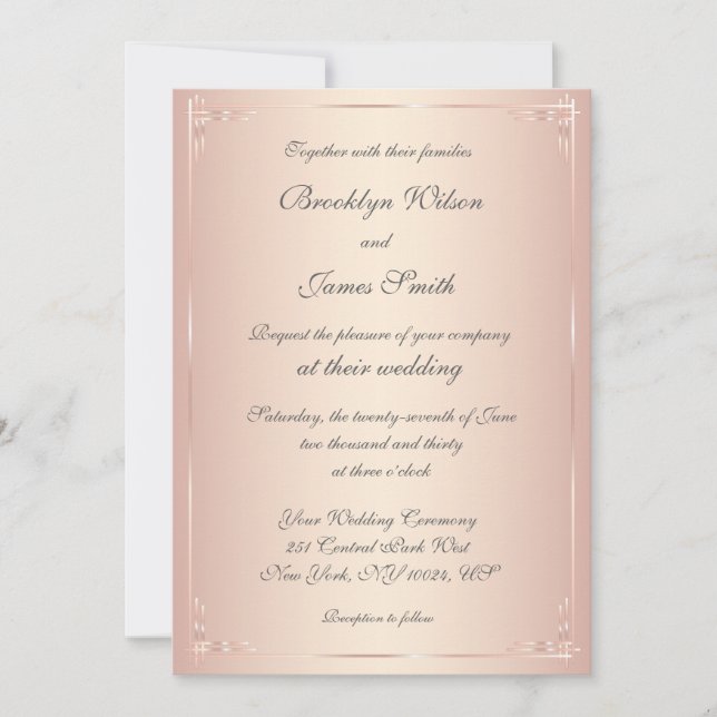 Invitaciones a la boda de Rubor elegantes (Anverso)