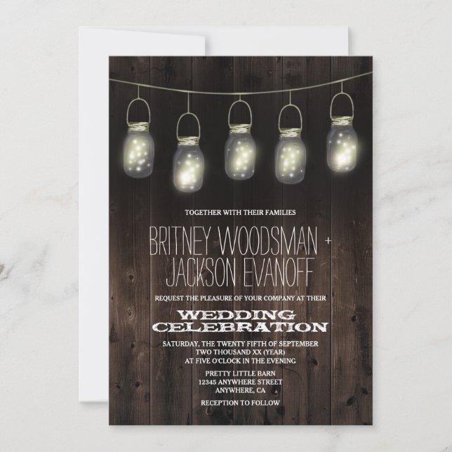 Invitaciones a la boda de Rustic Barn Wood Mason J (Anverso)