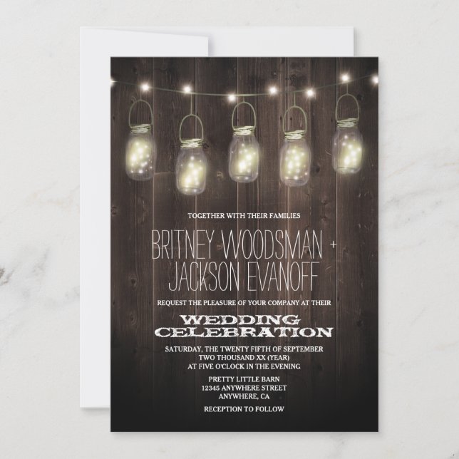 Invitaciones a la boda de Rustic Barn Wood Mason J (Anverso)