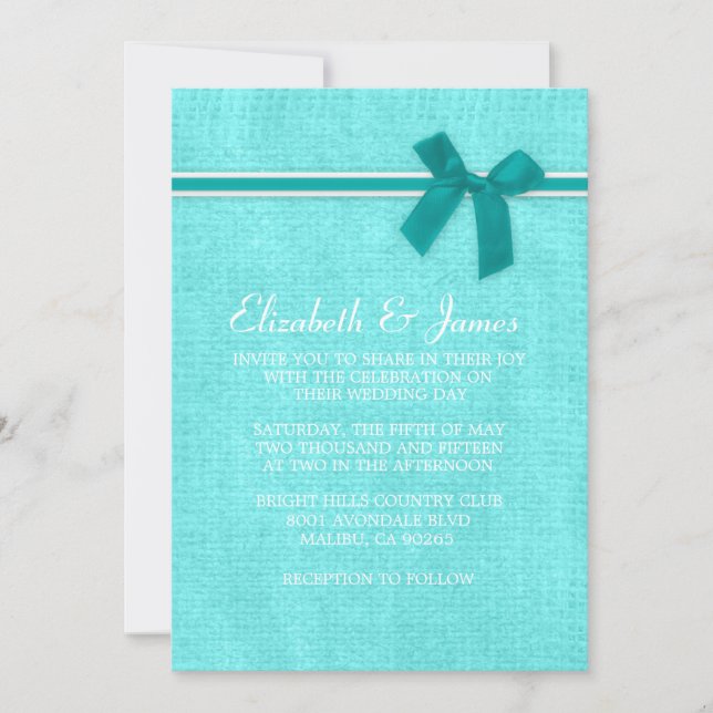 Invitaciones a la boda de Rústica verde azulada y  (Anverso)