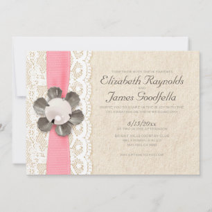 Invitaciones a la boda de Rústico Lace y Perlas
