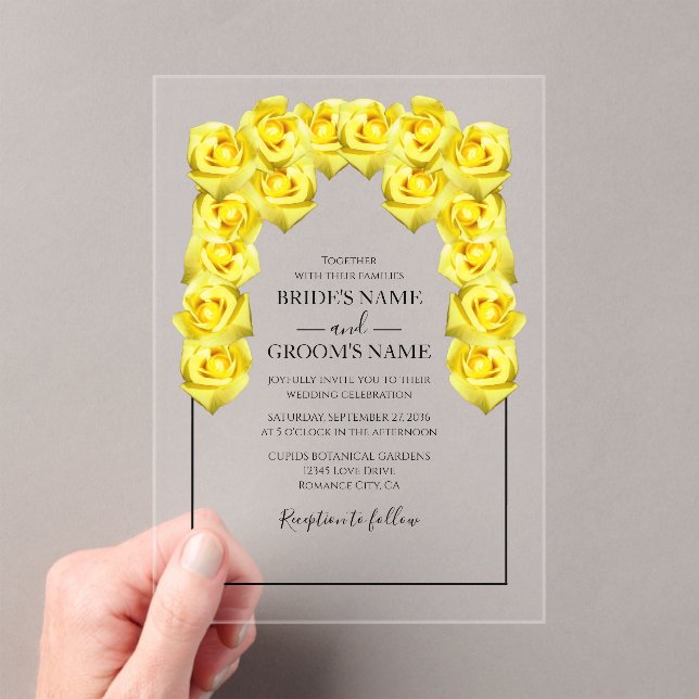 Invitaciones a la boda de Rústico Roses Amarillos (Insitu (portátil))