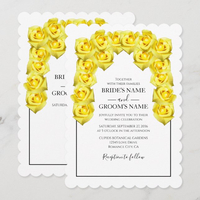 Invitaciones a la boda de Rústico Roses Amarillos (Anverso / Reverso)