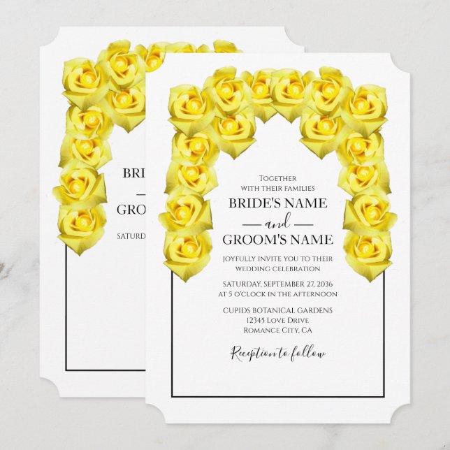 Invitaciones a la boda de Rústico Roses Amarillos (Anverso / Reverso)