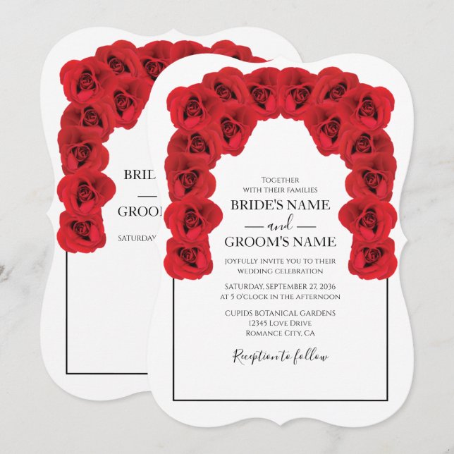 Invitaciones a la boda de Rústico Roses Rojos (Anverso / Reverso)