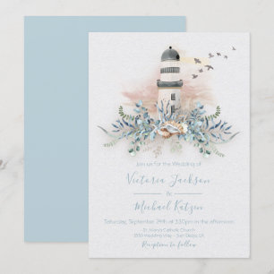Invitaciones a la boda de Seaside Lighthouse Beach